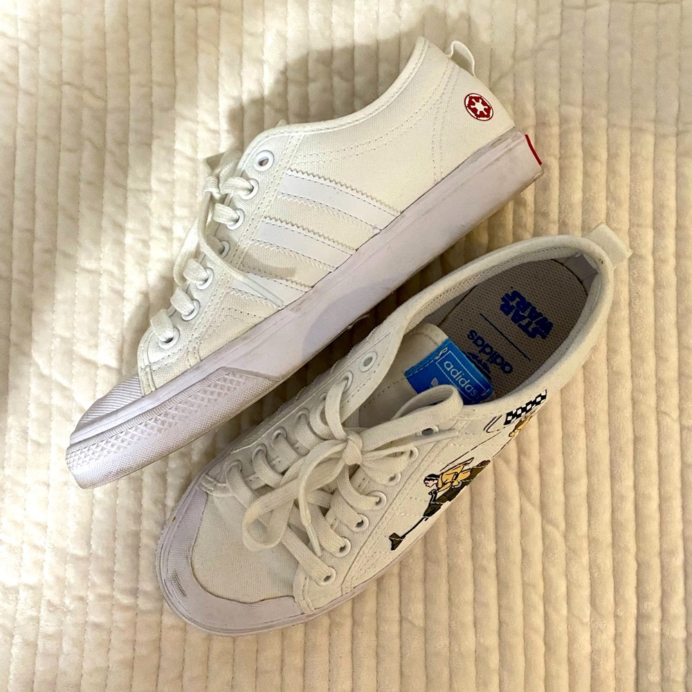 Kids White Canvas Sneakers with Character Graphic - Picture 1 of 3